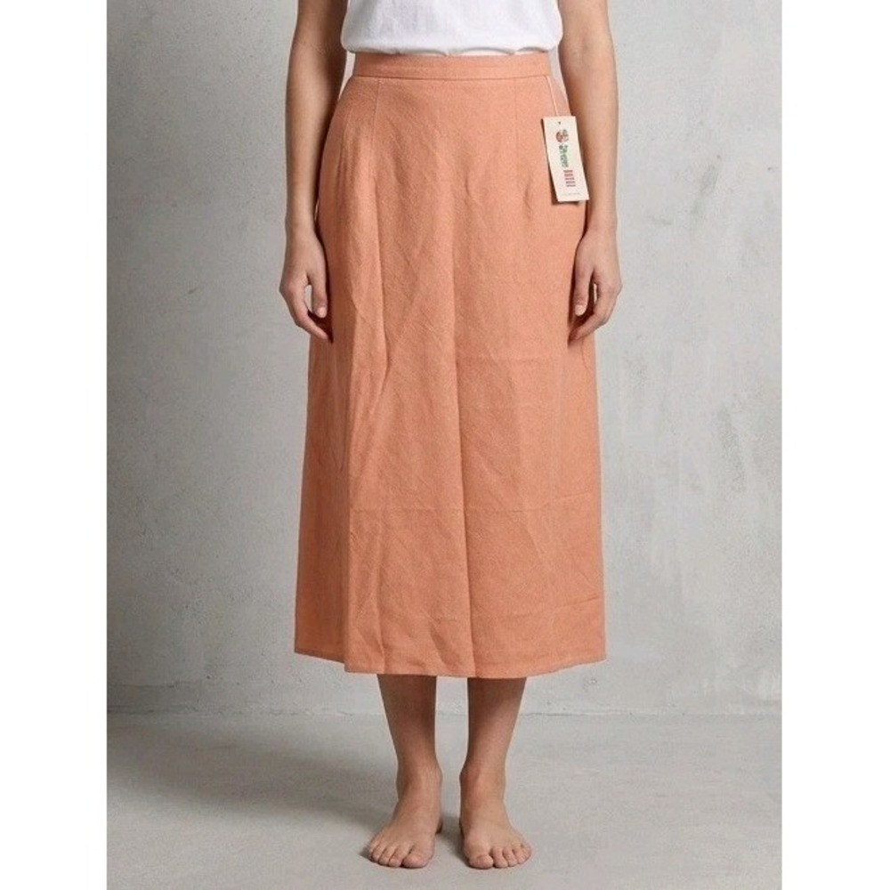 Dress‎ Mill Skirt Womens Large Linen Blend Minimalist Slit Lined Classic Preppy